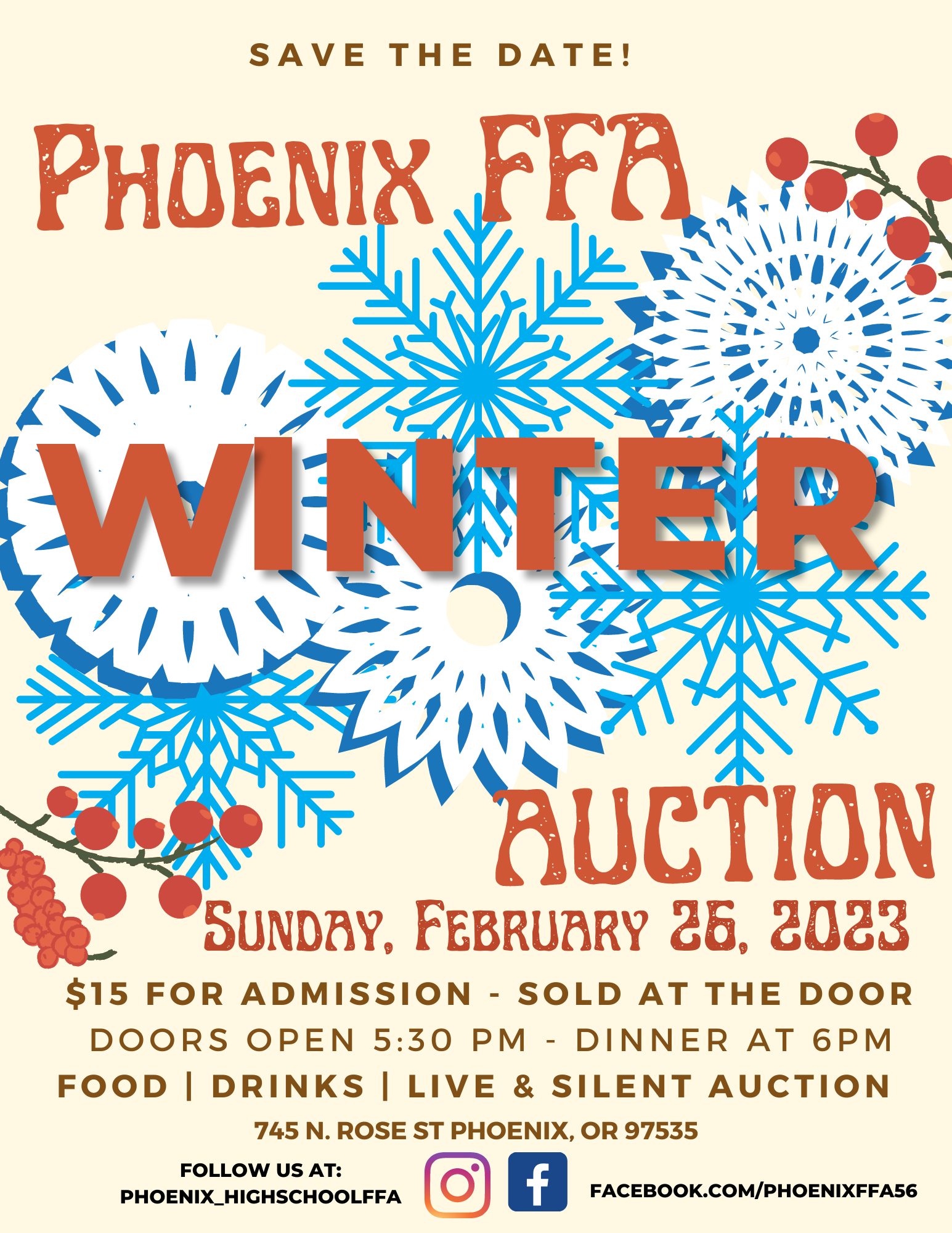 Phoenix FFA is hosting a Live and Silent Auction on Sunday, February 26th